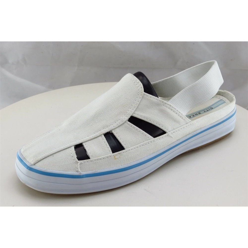 City Sneaks Sz 7.5 M White Gladiator‎ Fabric Women Sandals